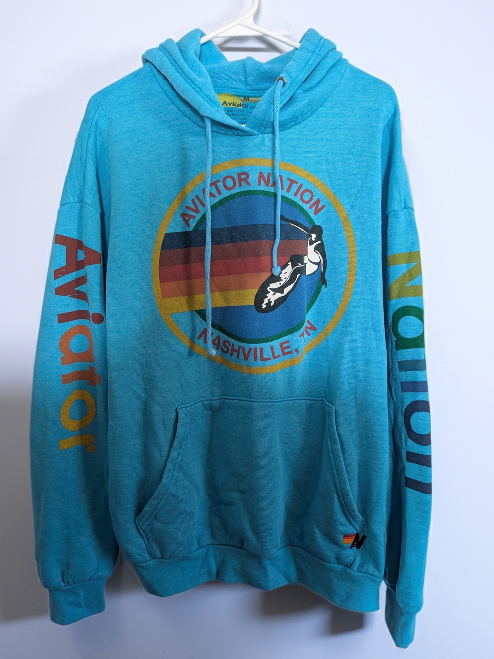 Aviator Nation Teal Pullover Hoodie with Nashville Logo